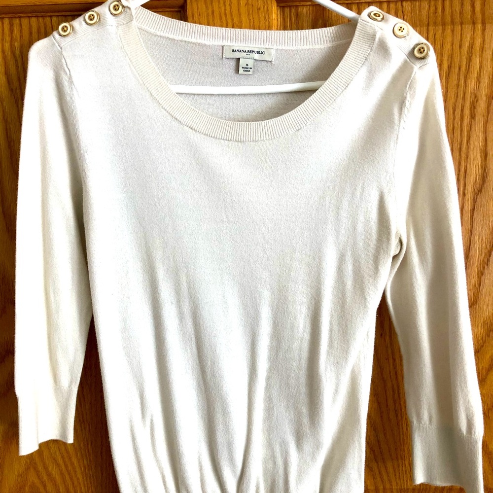Banana Republic Cream Sweater with Button Detail